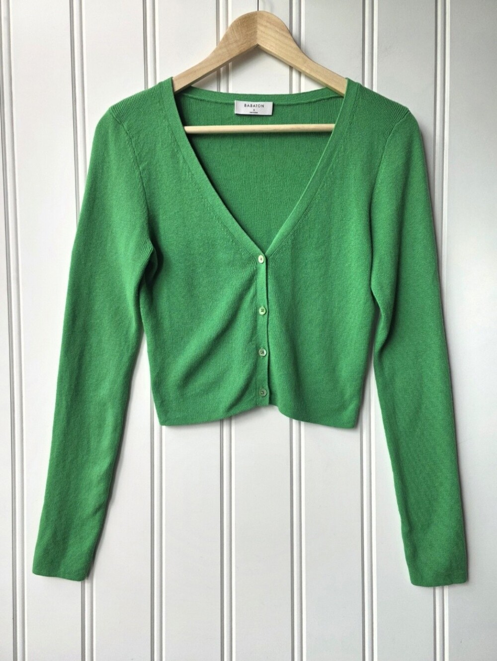 Aritzia Babaton Gloss Green Georgia Wool Blend Cardigan Small